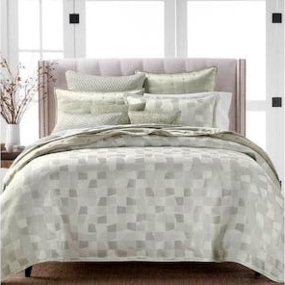 HUDSON Park Collection Facets Duvet Cover Set King Light Gray